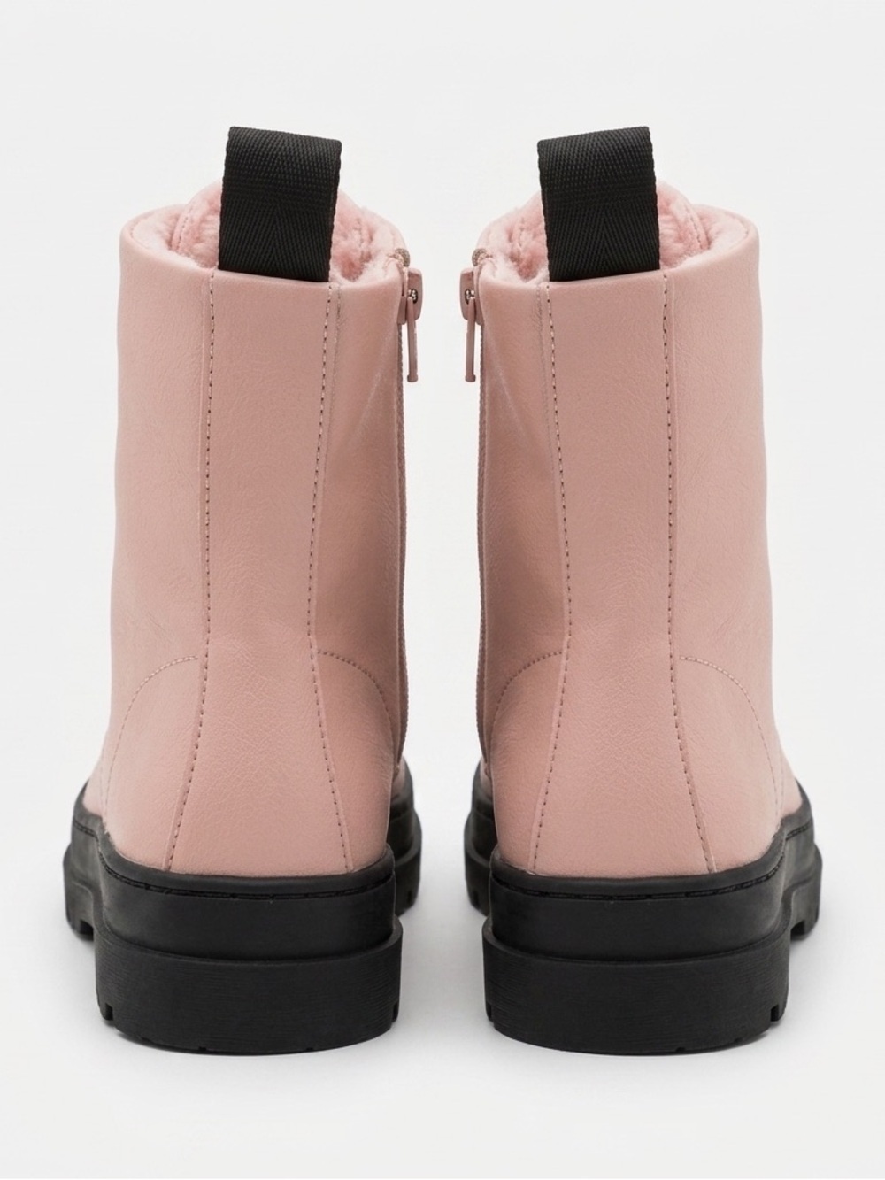 H&M Girls Pink Faux Leather Combat Lace Up Zip Autumn Boots Size 1.5 - Picture 10 of 10